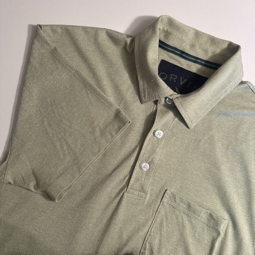Orvis Men's Heather Green Polo Shirt Size Medium